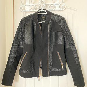 Guess Faux Leather & Faux Suede Women's Black Motorcycle Jacket Size